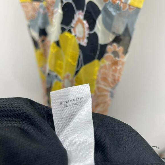 Lulus Wonderful Memories Black Yellow Floral Jacquard Flowy Tiered Midi Dress‎ - Picture 8 of 8